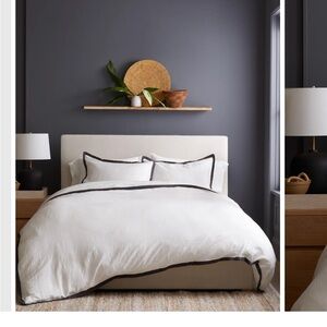 Quince White Duvet Cover with Black Trim